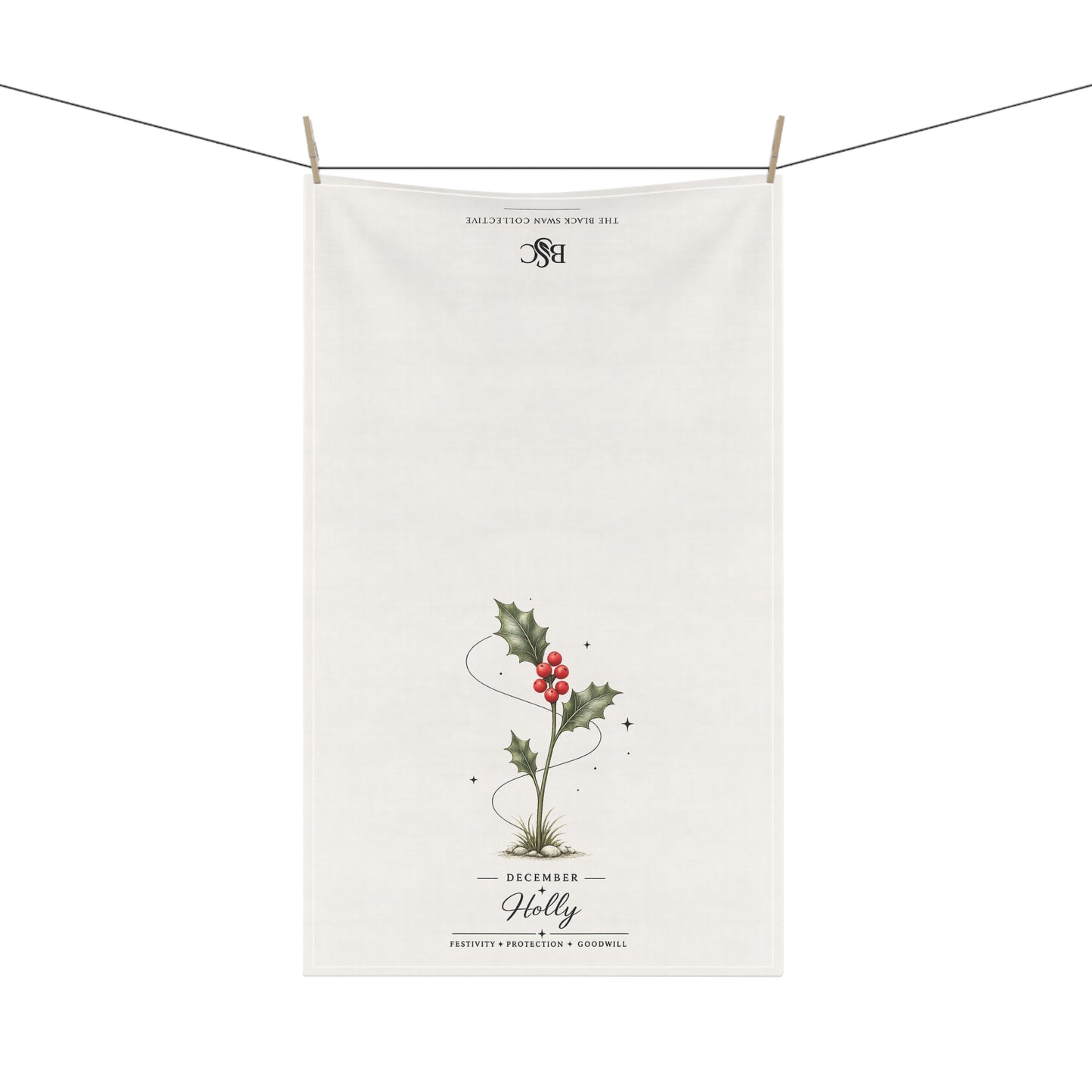 December Birth Flower Tea Towel