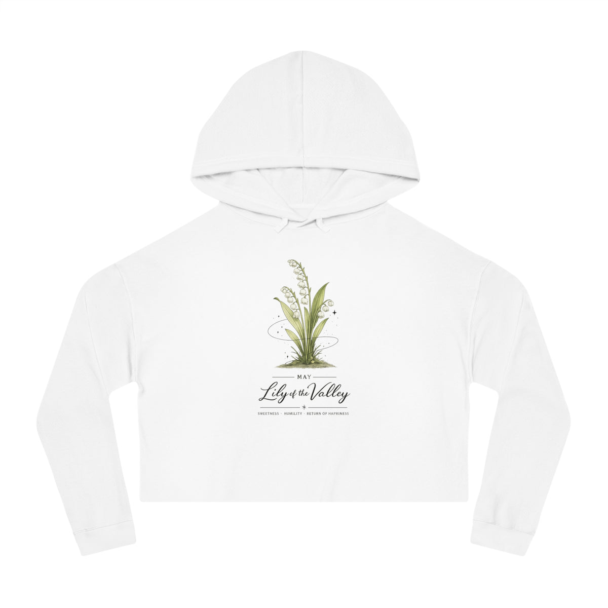 May Birth Flower Cropped Hooded Sweatshirt