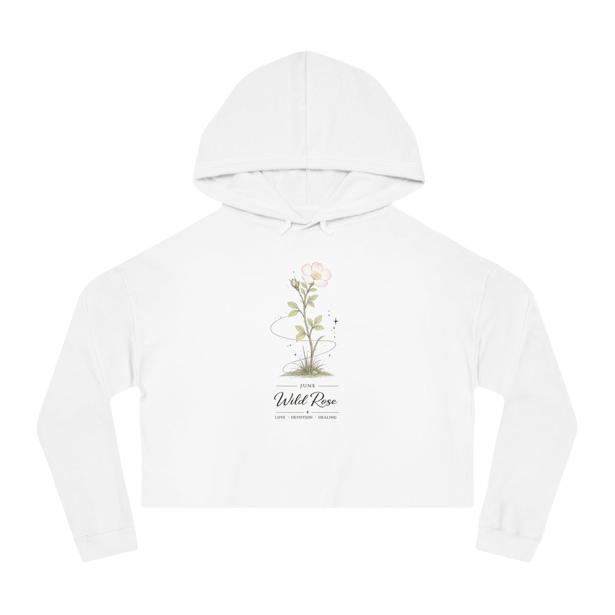 June Birth Flower Cropped Hooded Sweatshirt