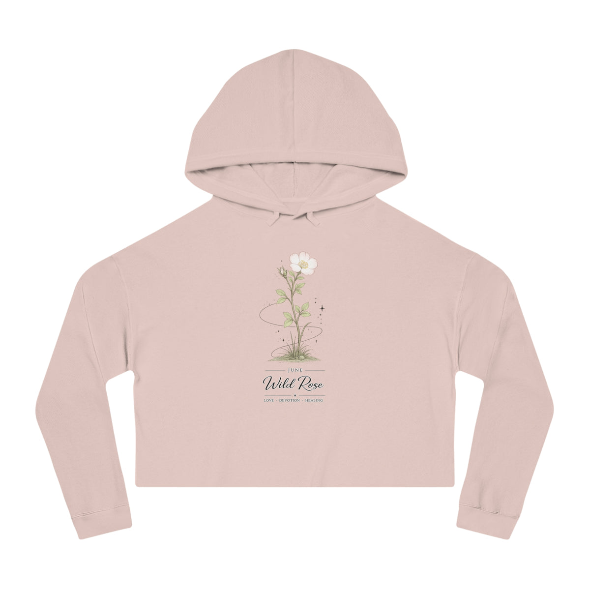 June Birth Flower Cropped Hooded Sweatshirt