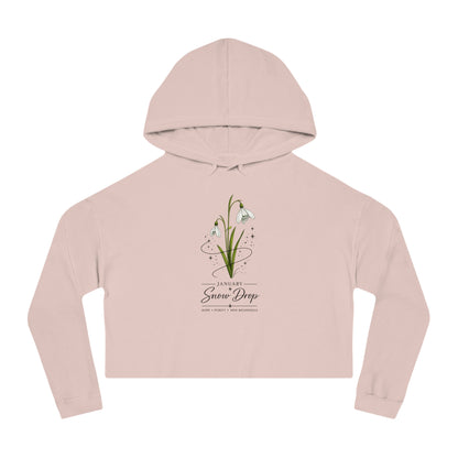 January Birth Flower Cropped Hooded Sweatshirt