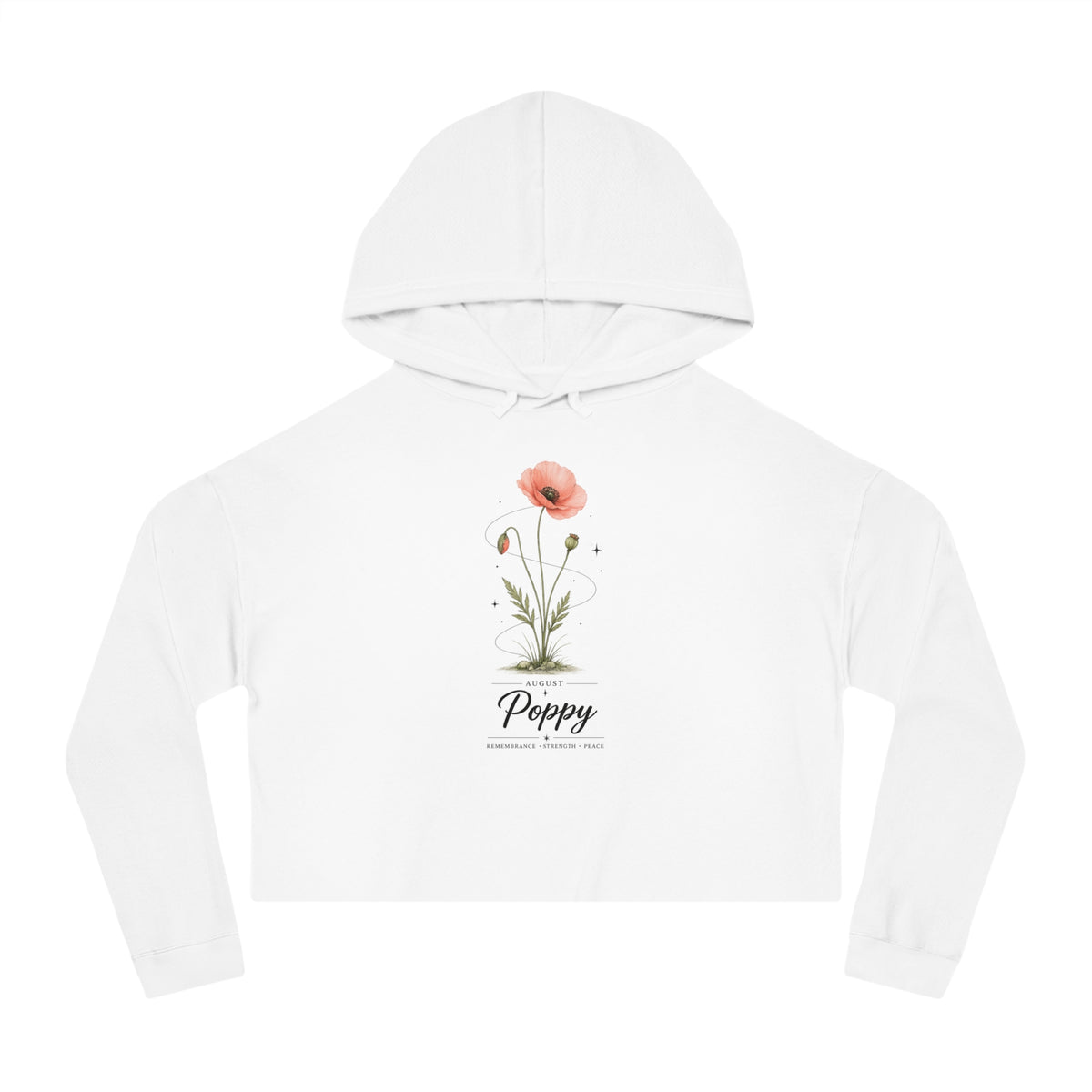 August Birth Flower Cropped Hooded Sweatshirt