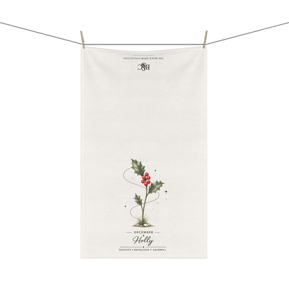 December Birth Flower Tea Towel