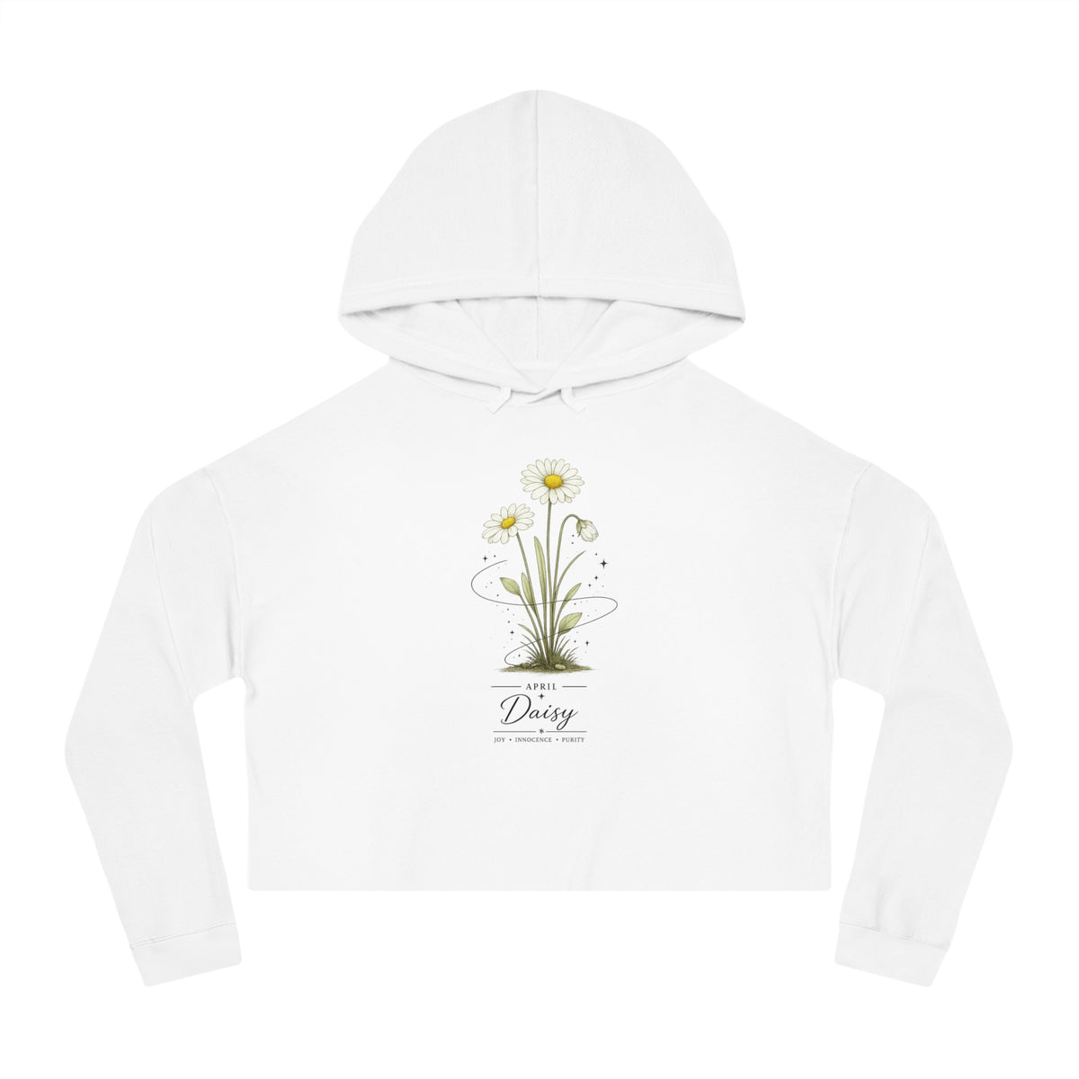 April Birth Flower Cropped Hooded Sweatshirt