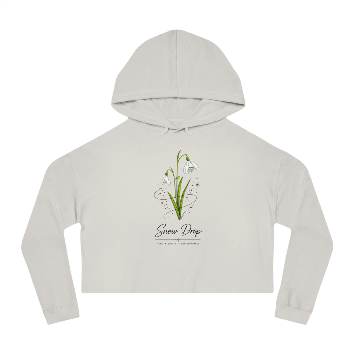 Snow Drop Cropped Hooded Sweatshirt