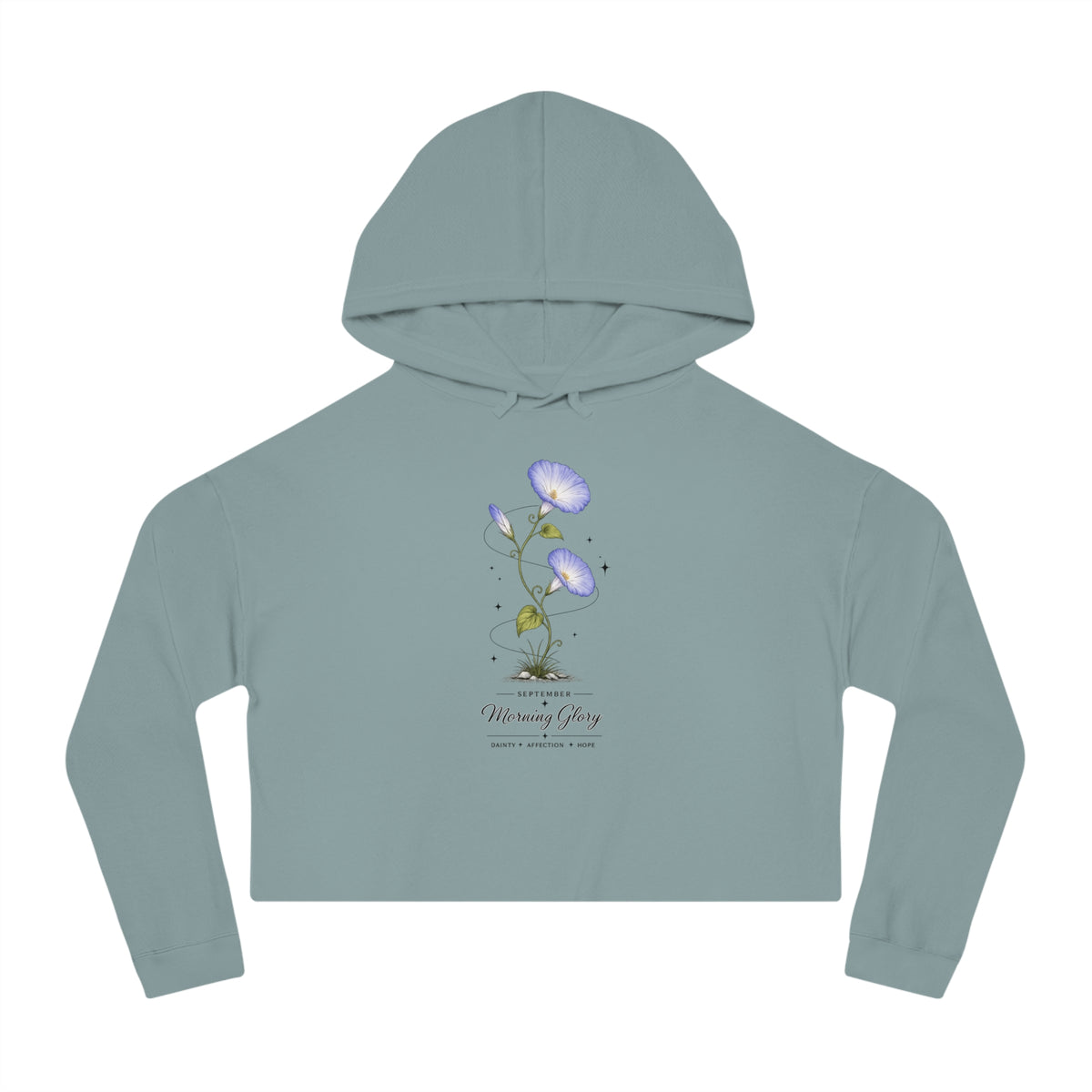 September Birth Flower Cropped Hooded Sweatshirt