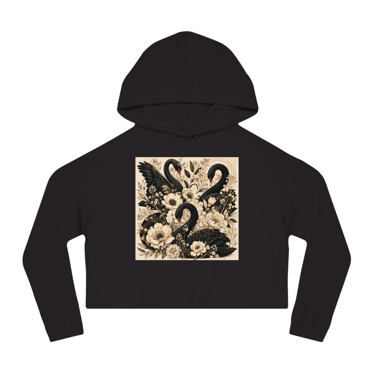 Midnight Bloom Cropped Hooded Sweatshirt