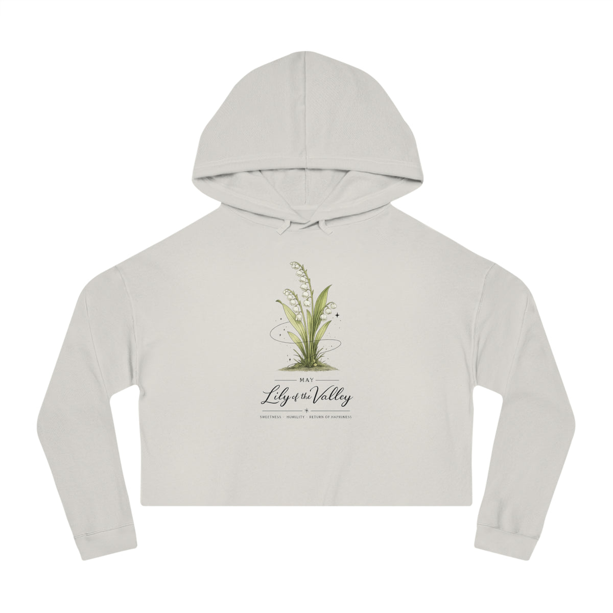 May Birth Flower Cropped Hooded Sweatshirt