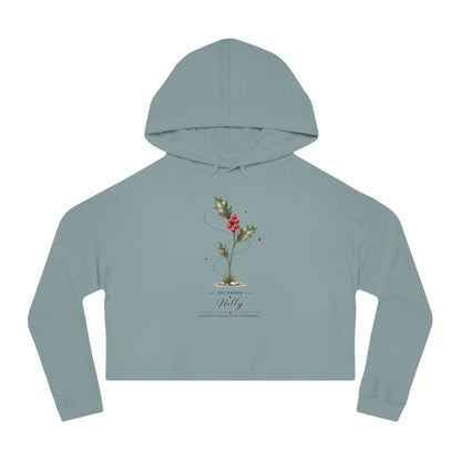 December Birth Flower Cropped Hooded Sweatshirt