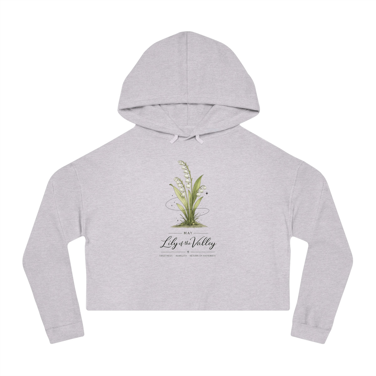 May Birth Flower Cropped Hooded Sweatshirt