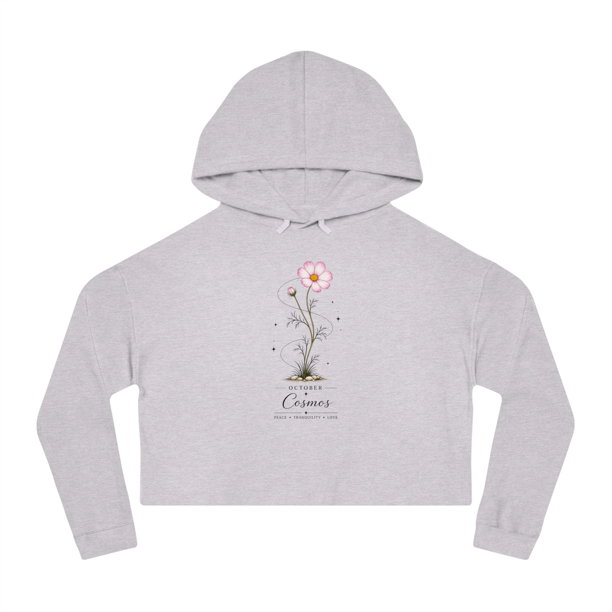 October Birth Flower Cropped Hooded Sweatshirt