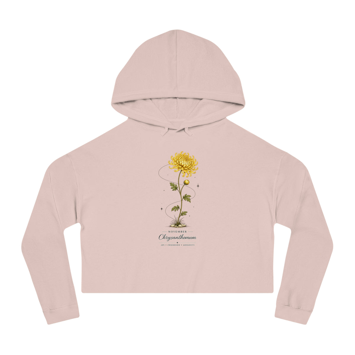 November Birth Flower Cropped Hooded Sweatshirt