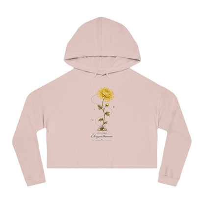 November Birth Flower Cropped Hooded Sweatshirt