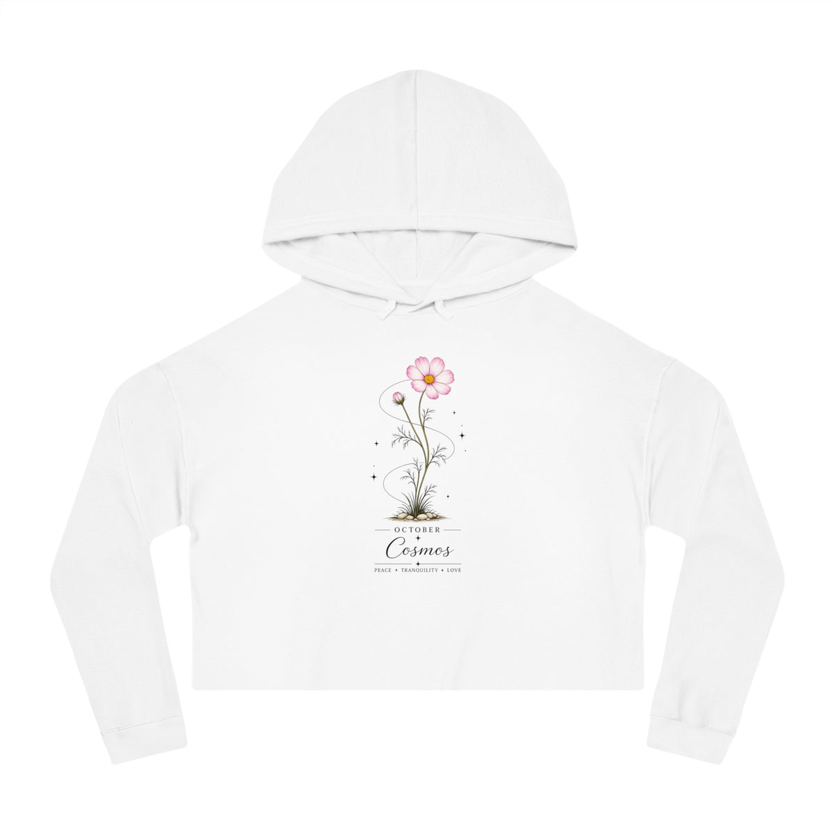 October Birth Flower Cropped Hooded Sweatshirt