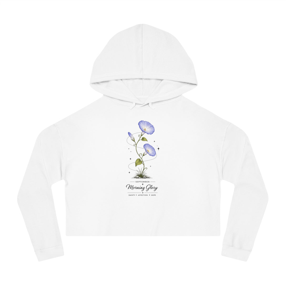 September Birth Flower Cropped Hooded Sweatshirt