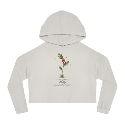 December Birth Flower Cropped Hooded Sweatshirt
