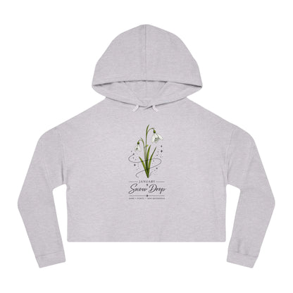 January Birth Flower Cropped Hooded Sweatshirt