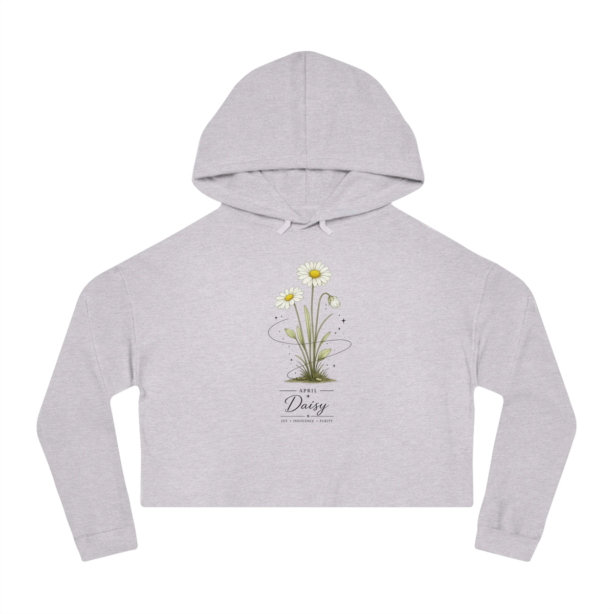 April Birth Flower Cropped Hooded Sweatshirt