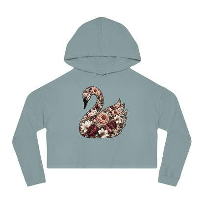 Peony & Plumage Cropped Hooded Sweatshirt