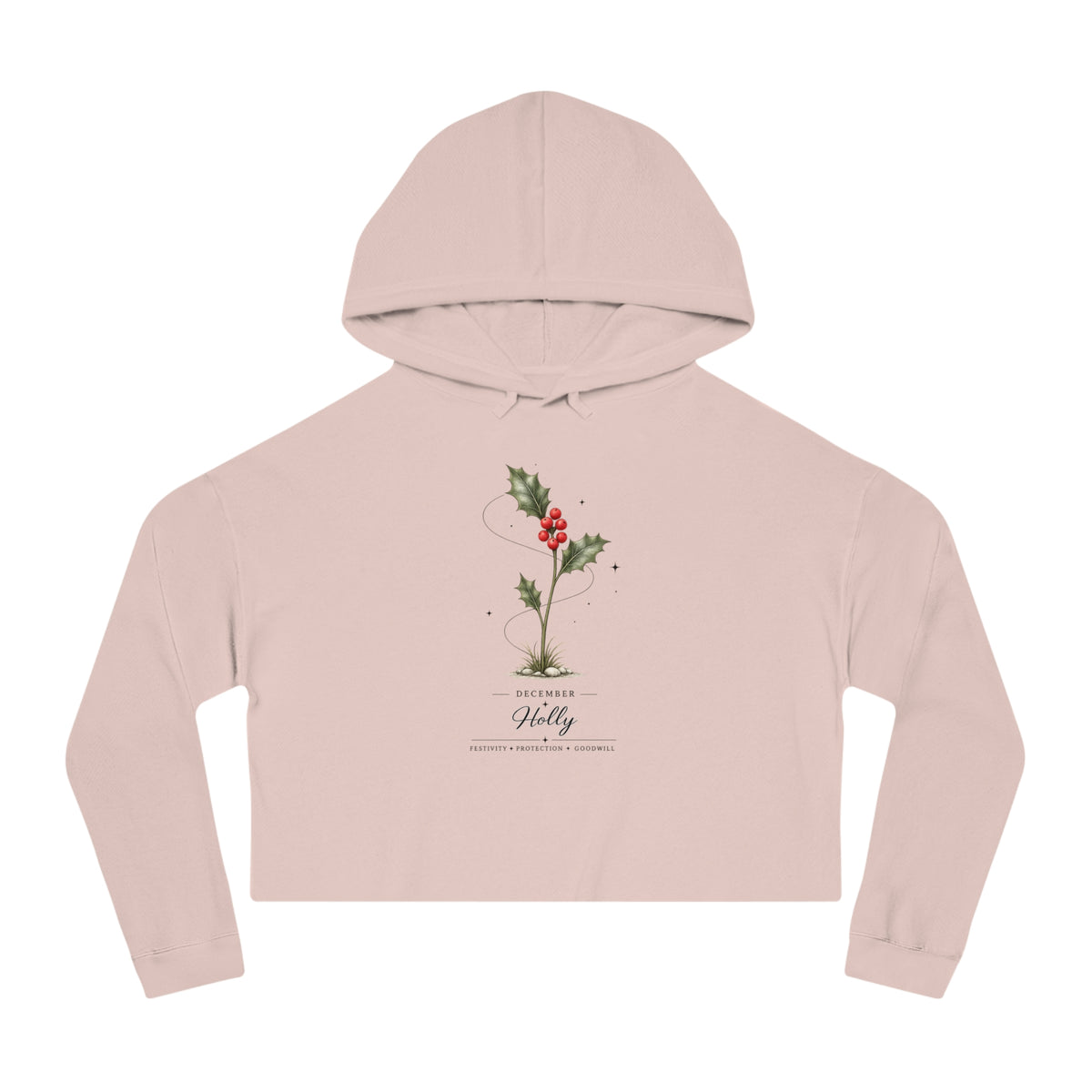 December Birth Flower Cropped Hooded Sweatshirt