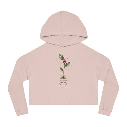 December Birth Flower Cropped Hooded Sweatshirt