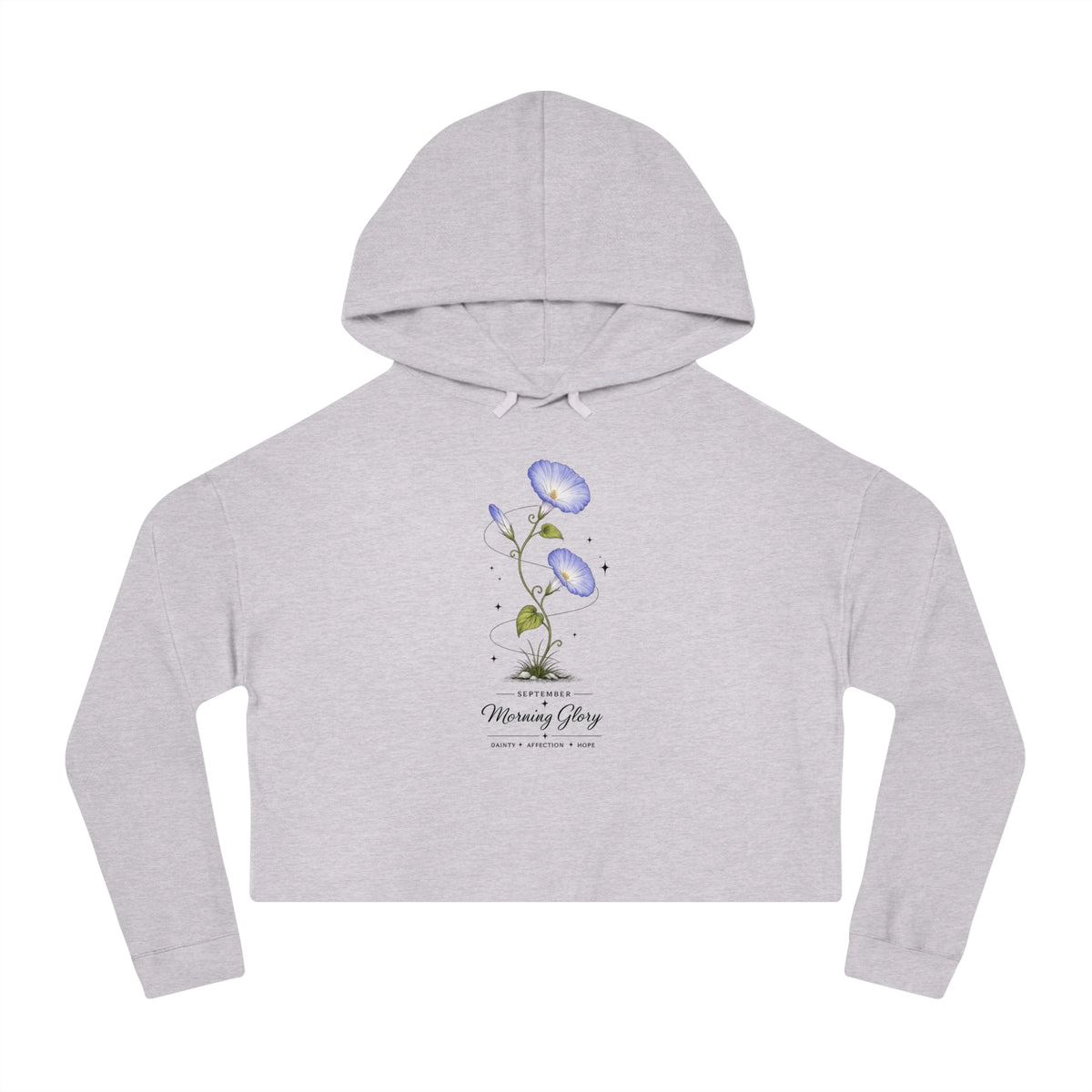 September Birth Flower Cropped Hooded Sweatshirt