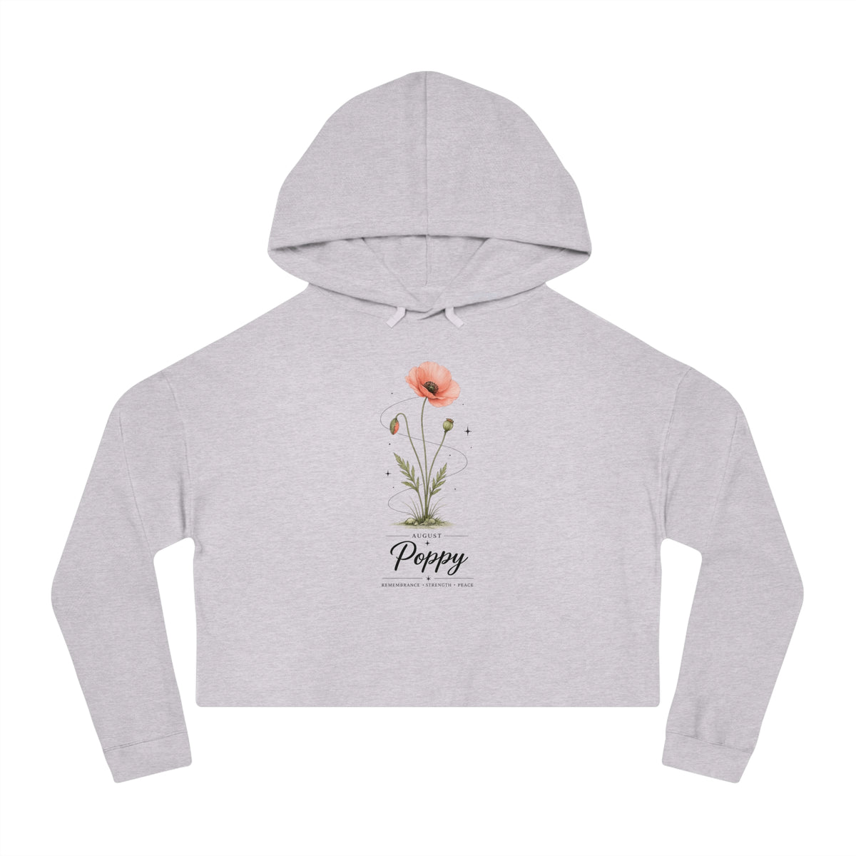 August Birth Flower Cropped Hooded Sweatshirt
