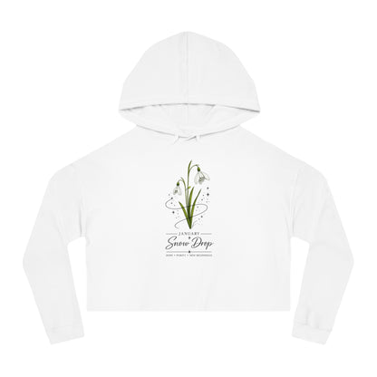 January Birth Flower Cropped Hooded Sweatshirt