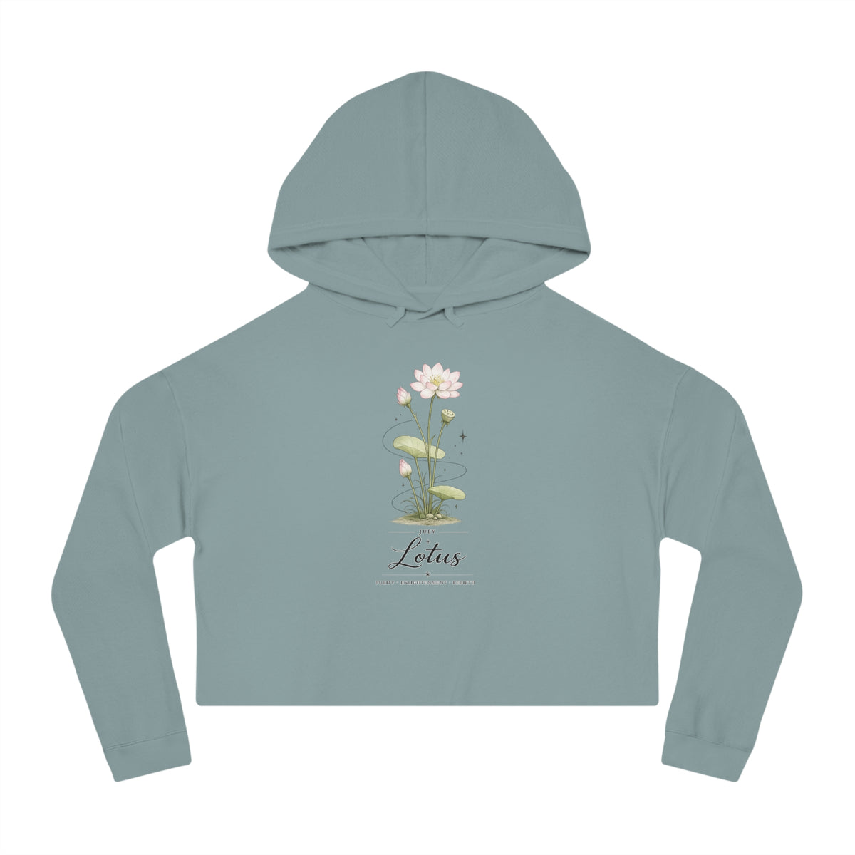 July Birth Flower Cropped Hooded Sweatshirt