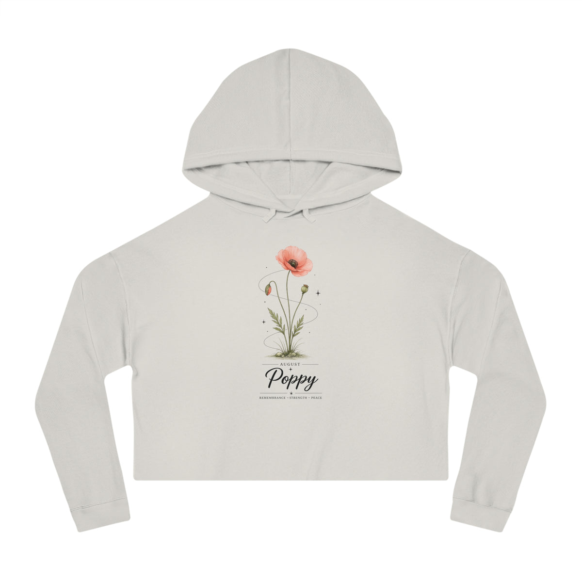 August Birth Flower Cropped Hooded Sweatshirt