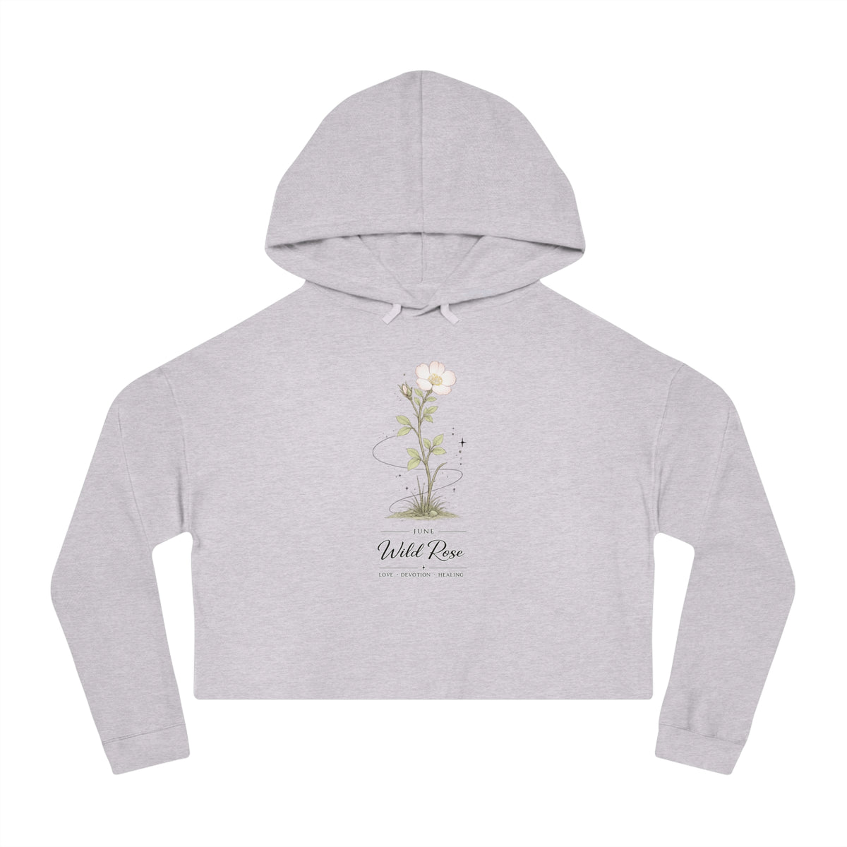 June Birth Flower Cropped Hooded Sweatshirt