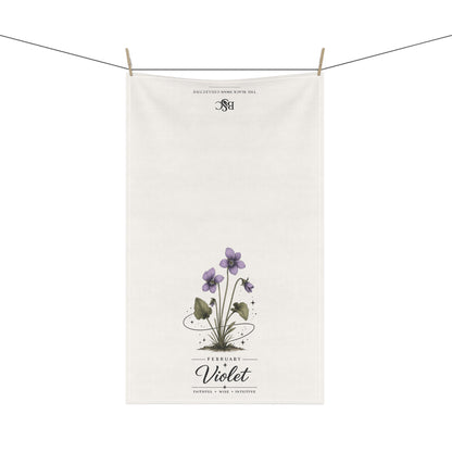 February Birth Flower Tea Towel