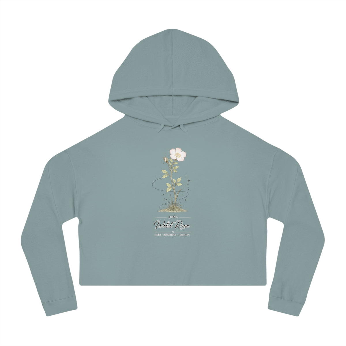 June Birth Flower Cropped Hooded Sweatshirt