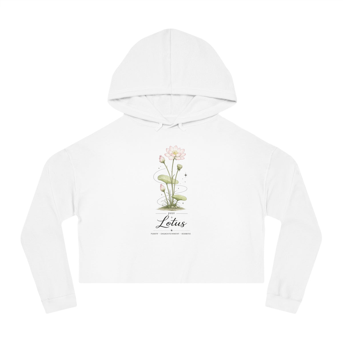 July Birth Flower Cropped Hooded Sweatshirt
