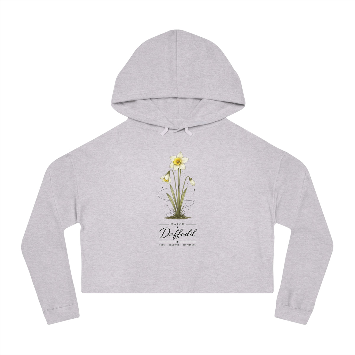 March Birth Flower Cropped Hooded Sweatshirt