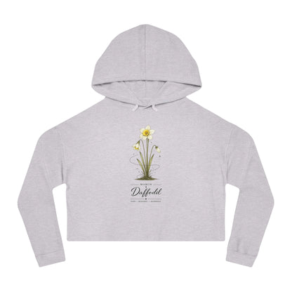March Birth Flower Cropped Hooded Sweatshirt