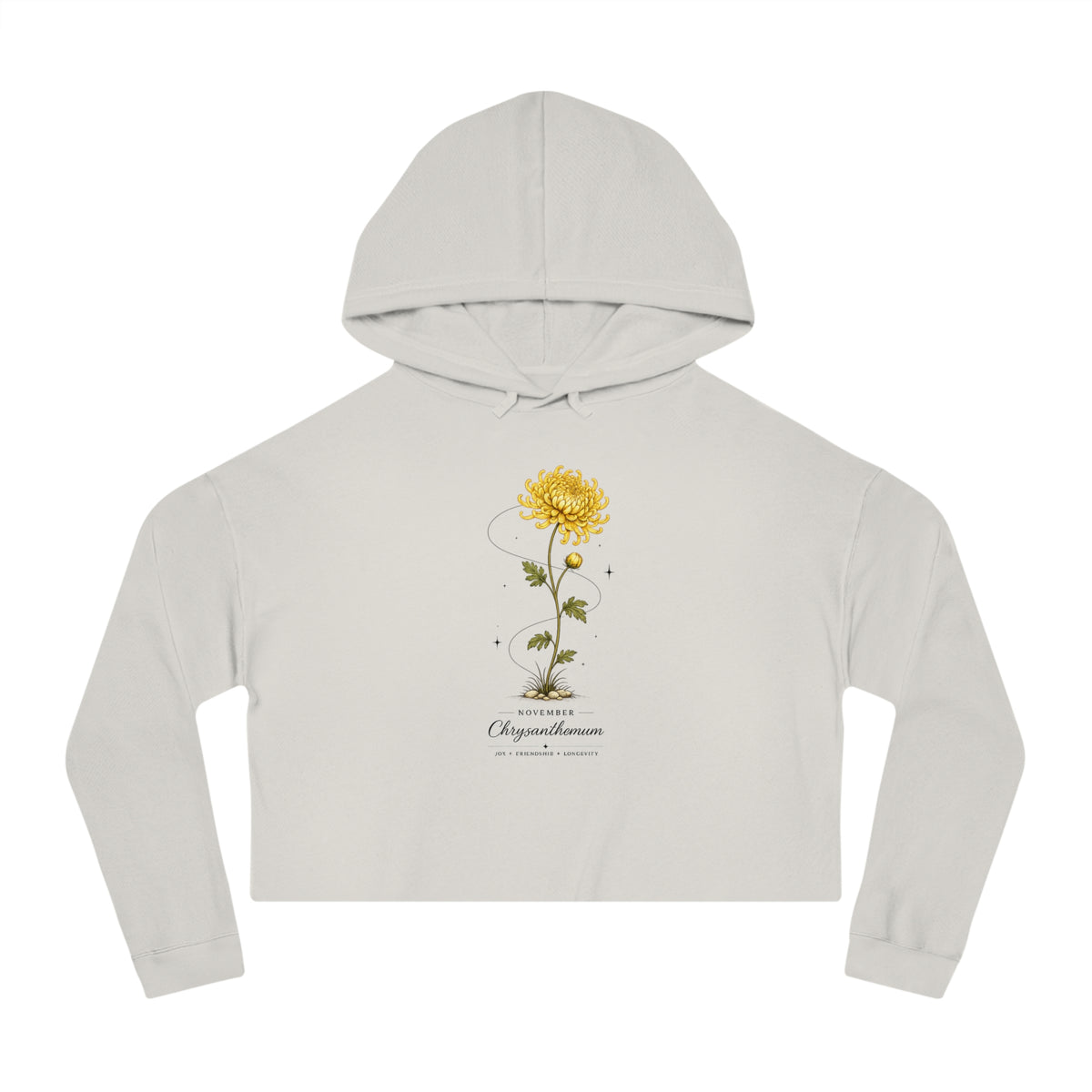 November Birth Flower Cropped Hooded Sweatshirt