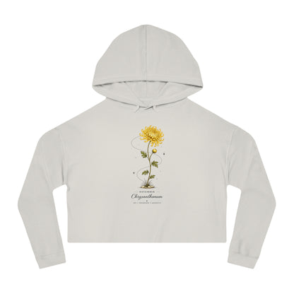 November Birth Flower Cropped Hooded Sweatshirt