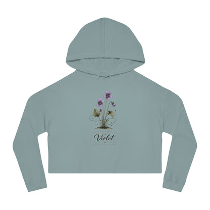 February Birth Flower Cropped Hooded Sweatshirt