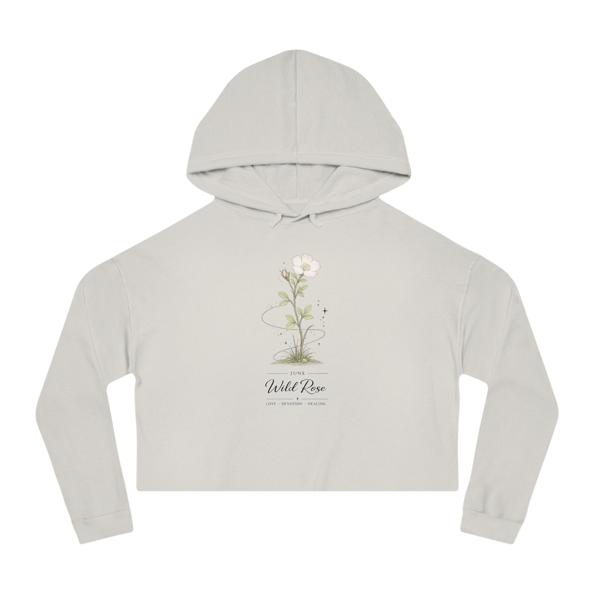 June Birth Flower Cropped Hooded Sweatshirt