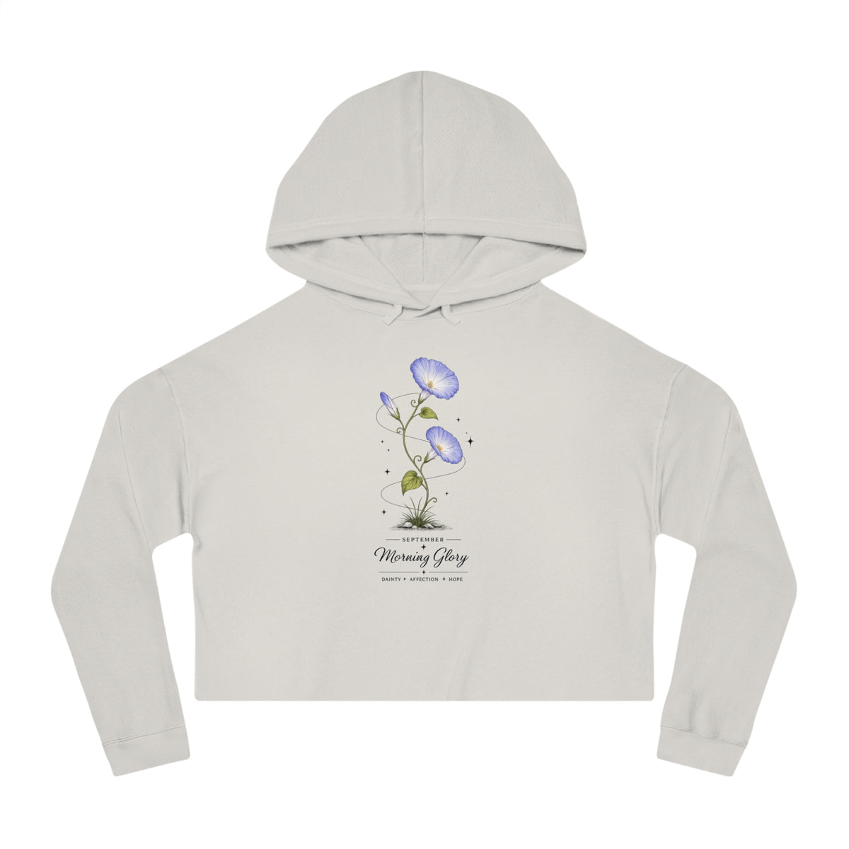 September Birth Flower Cropped Hooded Sweatshirt