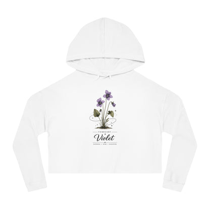 February Birth Flower Cropped Hooded Sweatshirt