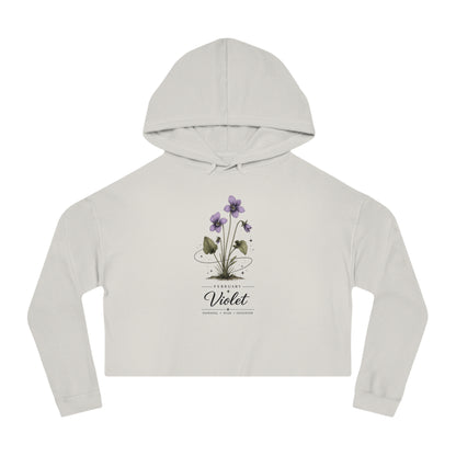 February Birth Flower Cropped Hooded Sweatshirt