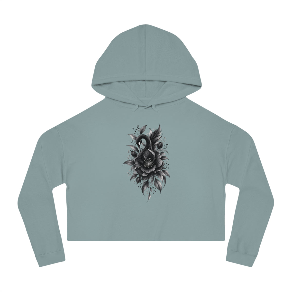 Dark Bloom Cropped Hooded Sweatshirt