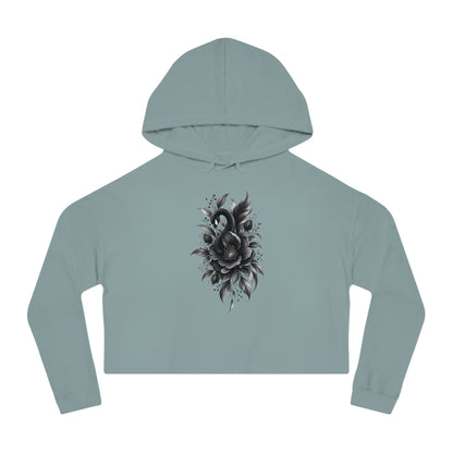 Dark Bloom Cropped Hooded Sweatshirt