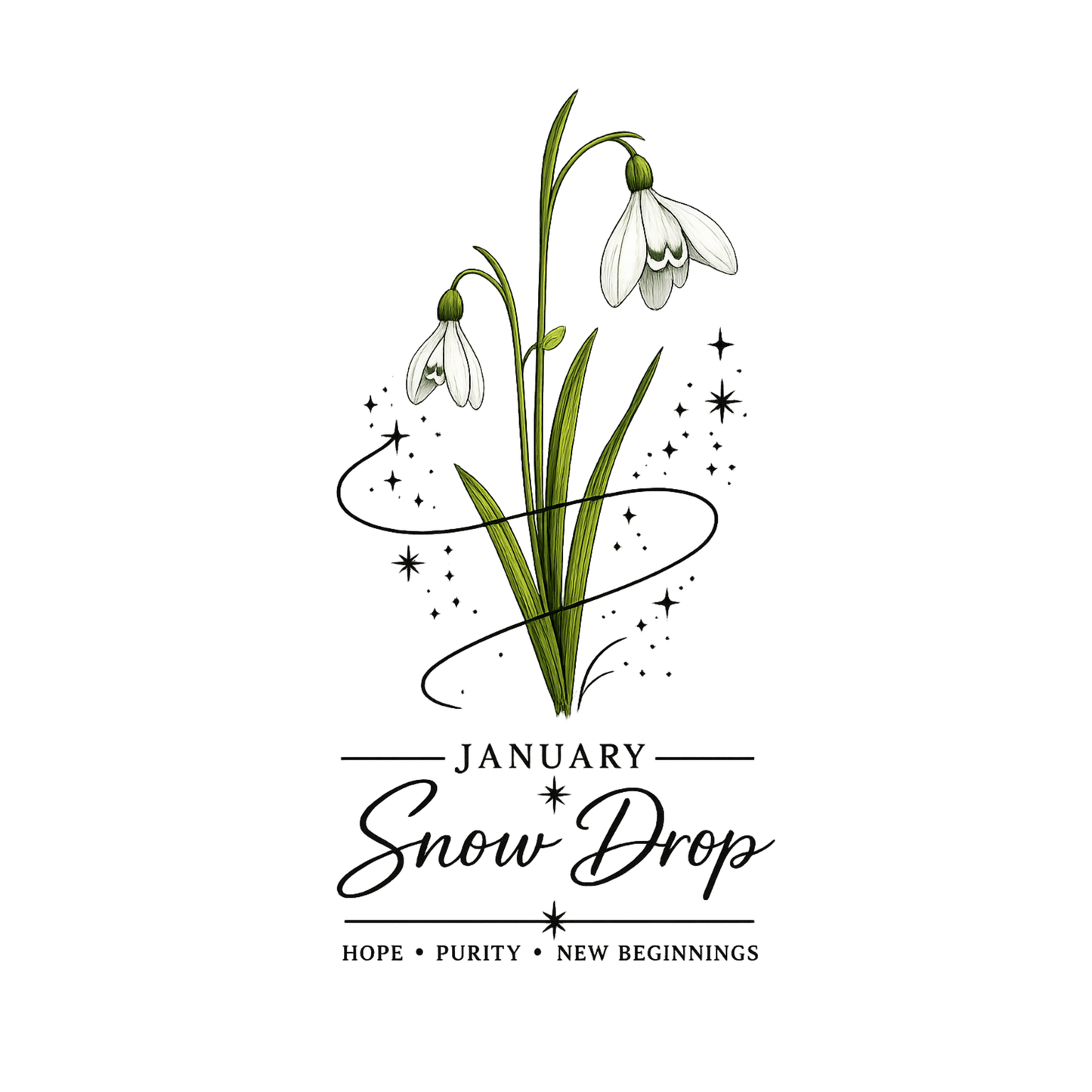 January Birth Flower Tea Towel