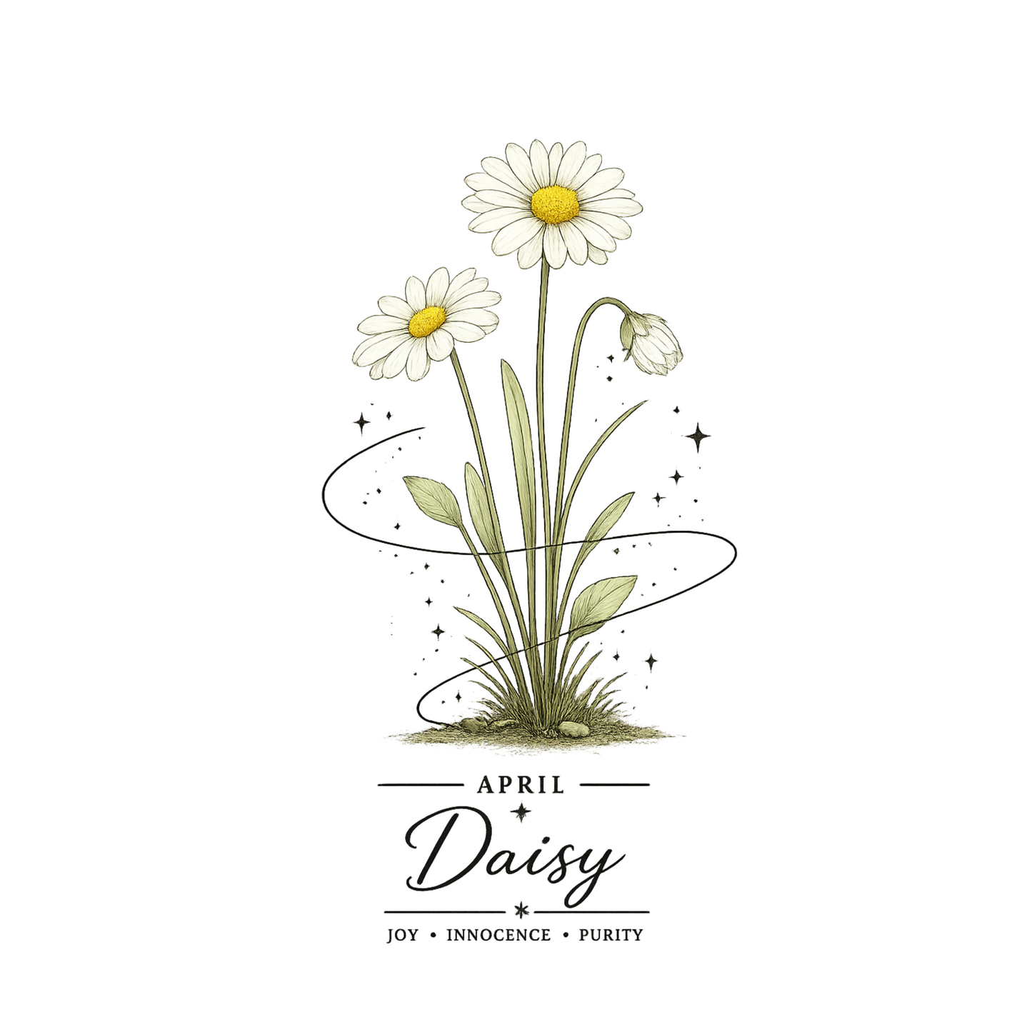 April Birth Flower Tea Towel
