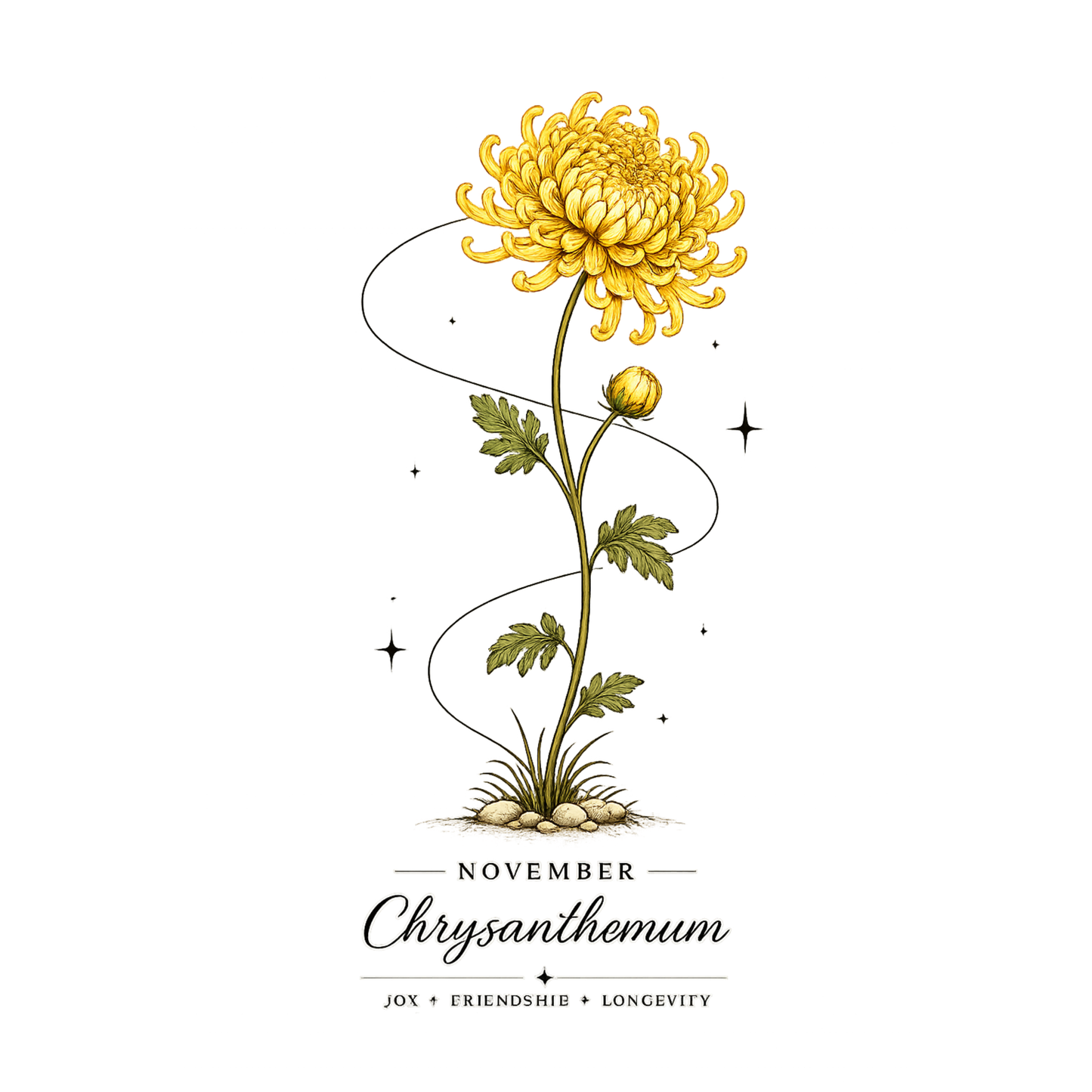November Birth Flower Tea Towel