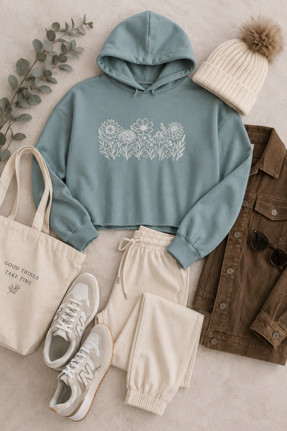 Harvest Garden Cropped Hooded Sweatshirt