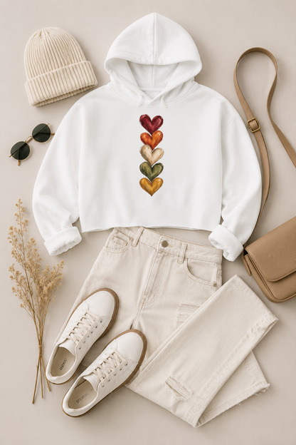 Hearts Of Autumn Cropped Hooded Sweatshirt